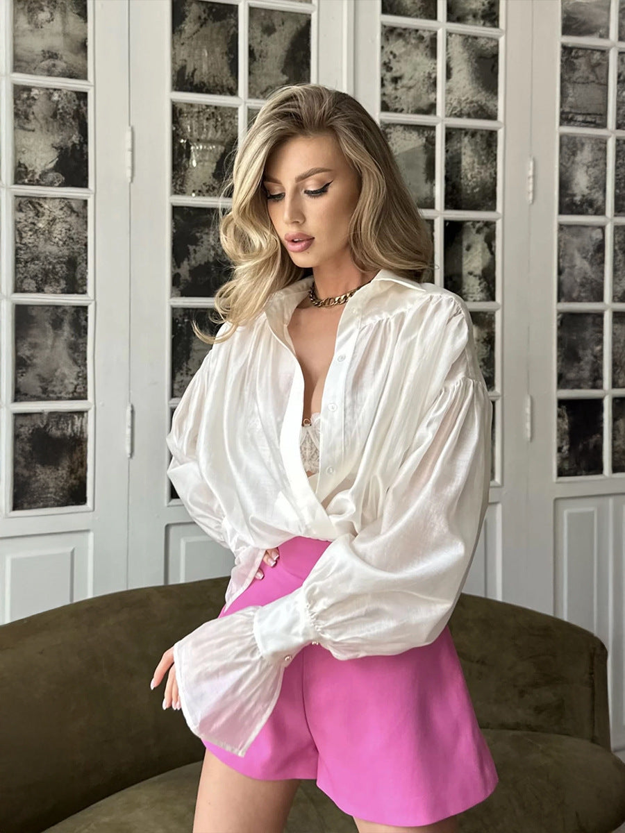 Chemise Chic à Manches Lanternes