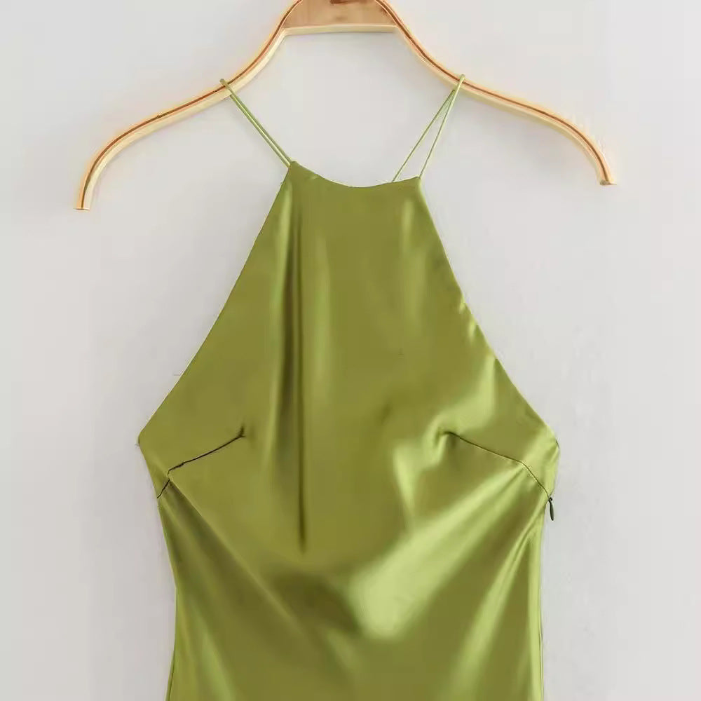 Robe chic en satin à bretelles – Style occidental