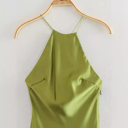 Robe chic en satin à bretelles – Style occidental