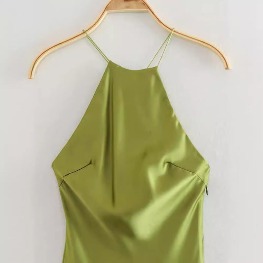 Robe chic en satin à bretelles – Style occidental