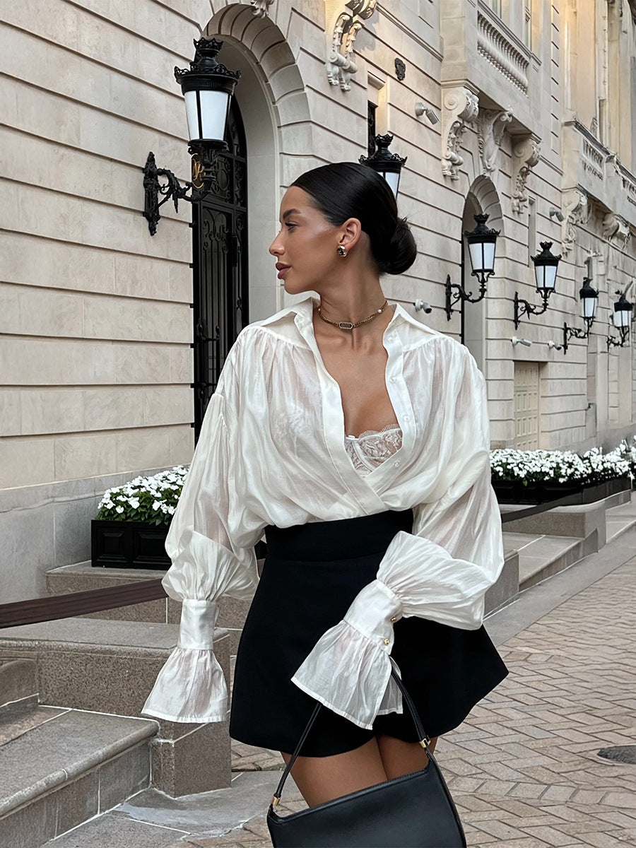 Chemise Chic à Manches Lanternes