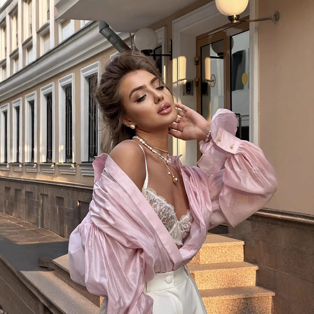 Chemise Chic à Manches Lanternes